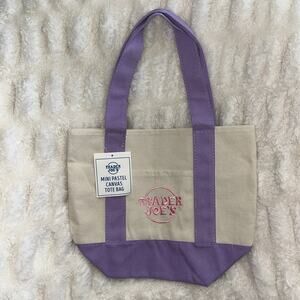 Trader Joe’s Mini Pastel Purple Canvas Tote Bag Limited Easter Edition